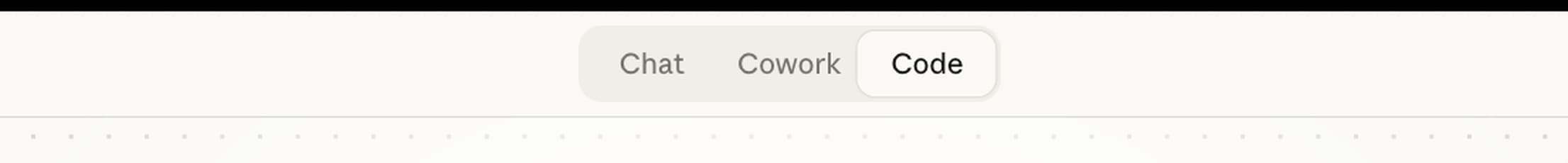 La barre de l'application Claude avec ses trois onglets : Chat, Cowork, Code
